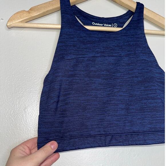 Outdoor Voices TechSweat Move Free Crop Top Navy Melange Heathered Blue Small - Picture 3 of 6